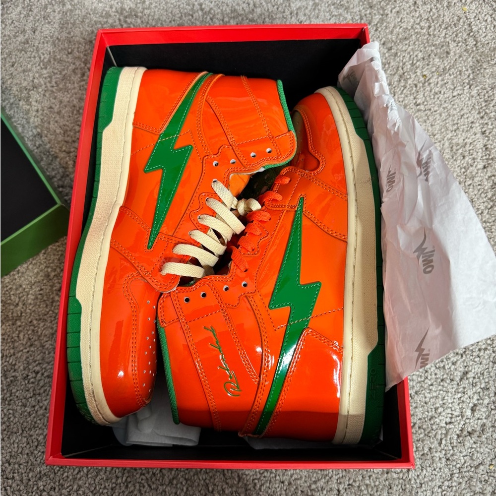 OMI Orange and Green High-Top Sneakers